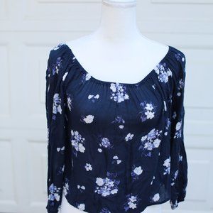 Hollister Navy Floral Blouse